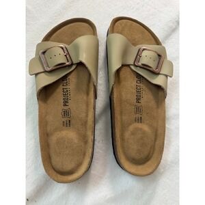 Project Cloud Ibiza A Leather Slide Sandals Memory Foam Tan Womens US 10 EUR 41